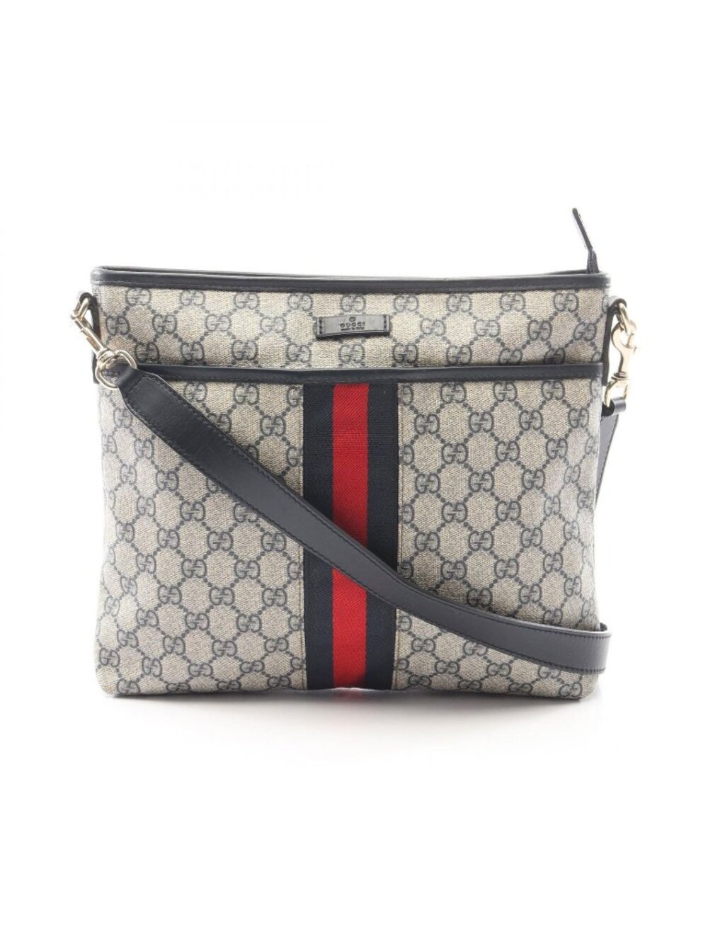 Gucci Shoulder Bag GG Supreme Sherry Line Beige Navy Canvas Leather - Picture 1 of 9